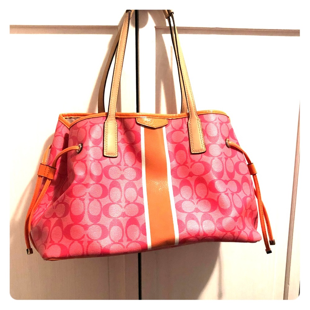 Coach striped drawstring bag!